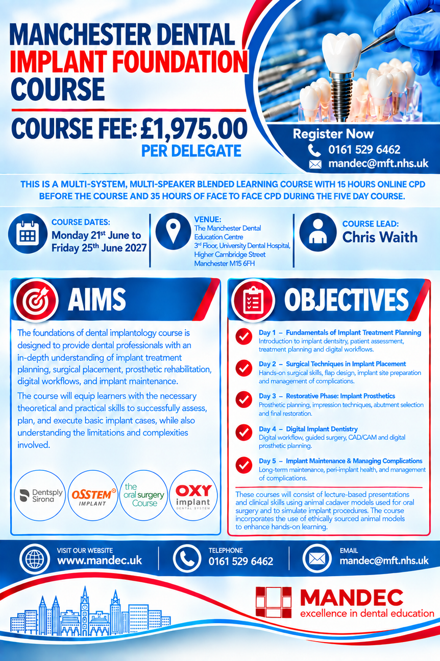 #MANDEC #DentalImplants #ImplantDentistry #DentalEducation #CPD#DentalCourse #ManchesterDentalEducationCentral #TheOralSureryCourse #DentalImplants #ImplantDentistry # DentalCourse #ImplantCourse #MANDEC #CPD #Dentistry #OSSTEMImplan t#OXYImplant #DentsplySiron